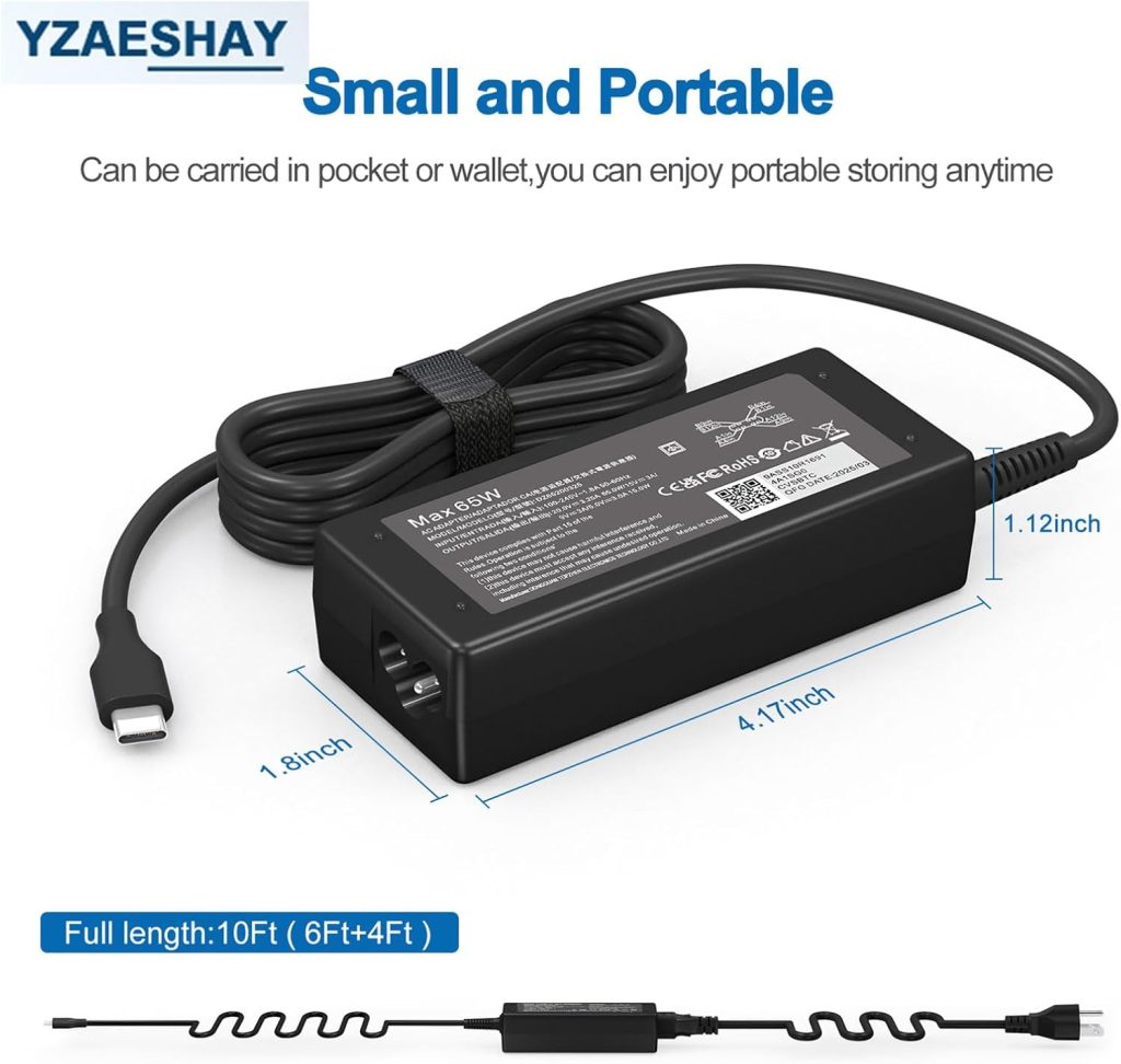 YZAESHAY Replacement 65W USB C Laptop Charger Compatible with HP Chromebook and All 65W USB Type C Power Adapter